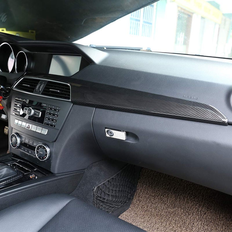 CHEYA ABS Pine Wood Grain Carbon Fiber Car Center Console Dashboard Cover Panel for Mercedes Benz C Class W204 2010-2013 Left Hand Drive Accessories (Carbon Fiber) - Image 4